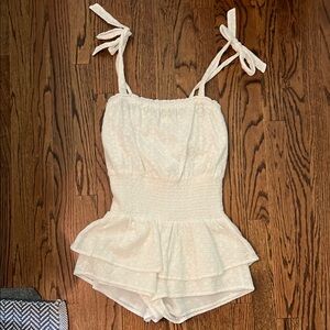 Lost + Wander White Ruffled Jumpsuit